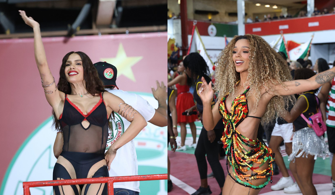 Anitta e Brunna Gonçalves, esposa de Ludmilla, caem no samba na Grande Rio