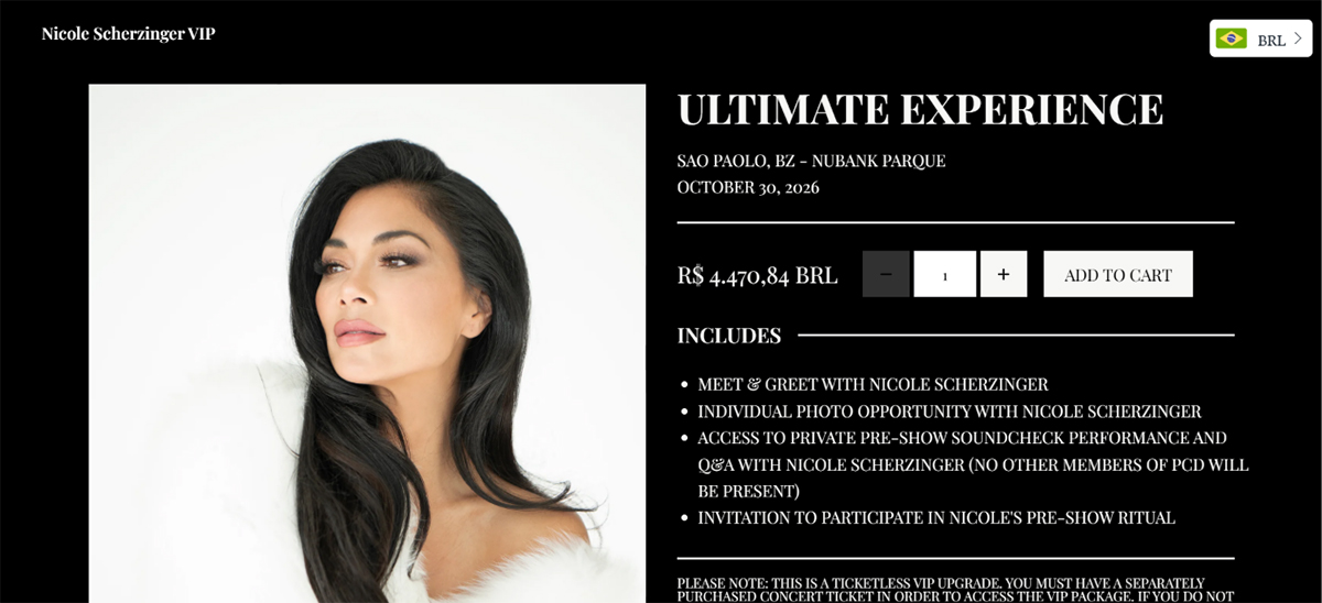 Nicole Scherzinger cobra R$ 4,4 mil em Meet & Greet em São Paulo